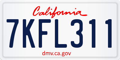 CA license plate 7KFL311