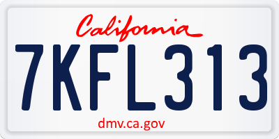 CA license plate 7KFL313