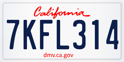 CA license plate 7KFL314
