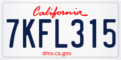 CA license plate 7KFL315