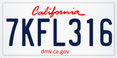 CA license plate 7KFL316