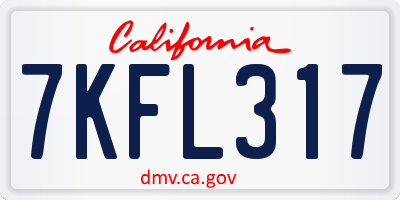 CA license plate 7KFL317