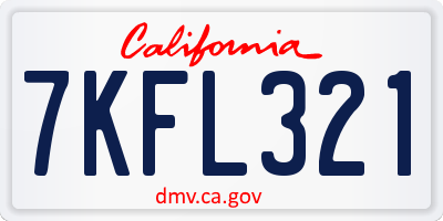 CA license plate 7KFL321