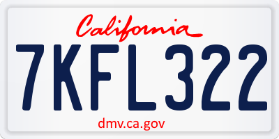 CA license plate 7KFL322