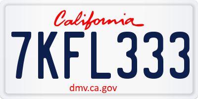 CA license plate 7KFL333