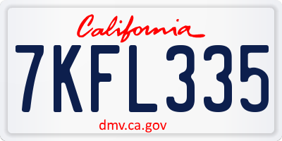 CA license plate 7KFL335