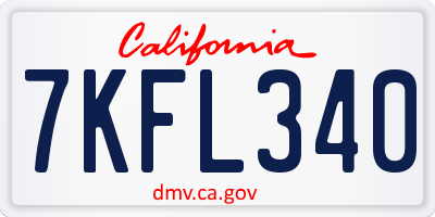 CA license plate 7KFL340
