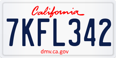CA license plate 7KFL342