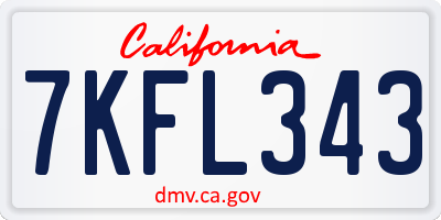 CA license plate 7KFL343