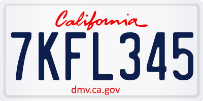 CA license plate 7KFL345