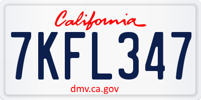 CA license plate 7KFL347