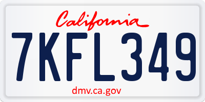 CA license plate 7KFL349