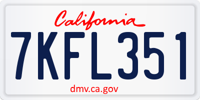 CA license plate 7KFL351