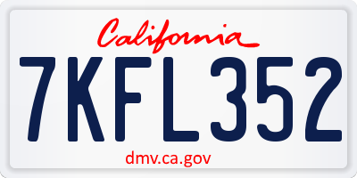 CA license plate 7KFL352
