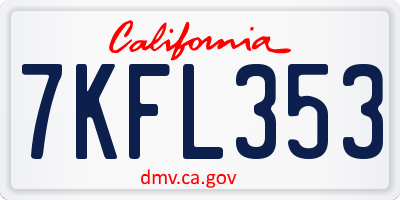 CA license plate 7KFL353