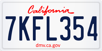 CA license plate 7KFL354