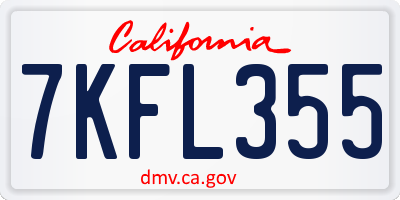 CA license plate 7KFL355