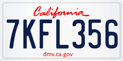 CA license plate 7KFL356