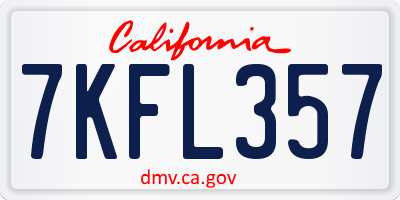 CA license plate 7KFL357