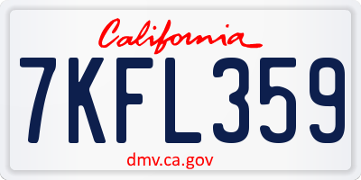 CA license plate 7KFL359