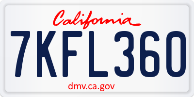 CA license plate 7KFL360