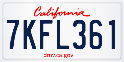 CA license plate 7KFL361