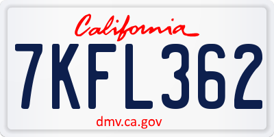 CA license plate 7KFL362