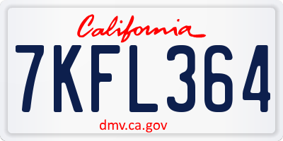 CA license plate 7KFL364