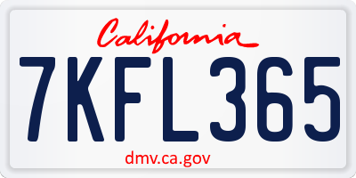 CA license plate 7KFL365