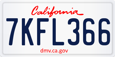 CA license plate 7KFL366