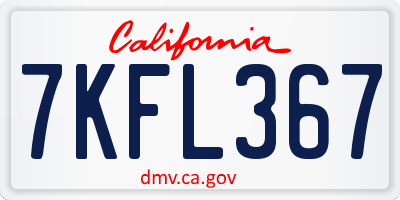 CA license plate 7KFL367