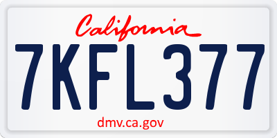 CA license plate 7KFL377