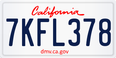 CA license plate 7KFL378