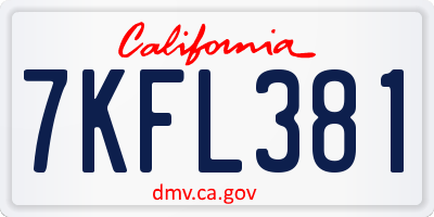 CA license plate 7KFL381