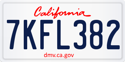 CA license plate 7KFL382