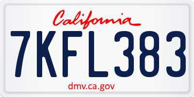 CA license plate 7KFL383