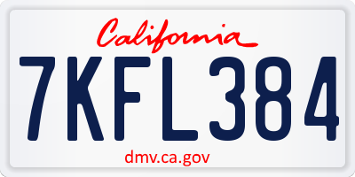 CA license plate 7KFL384
