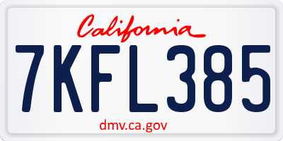 CA license plate 7KFL385