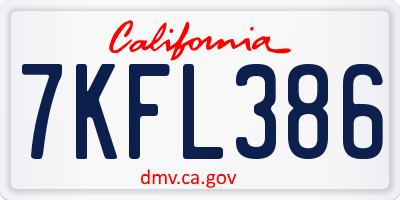CA license plate 7KFL386
