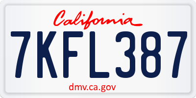 CA license plate 7KFL387