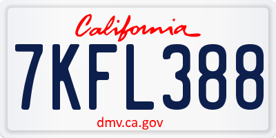 CA license plate 7KFL388