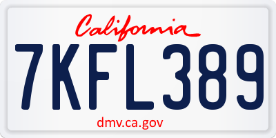 CA license plate 7KFL389
