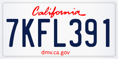CA license plate 7KFL391