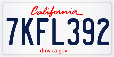CA license plate 7KFL392