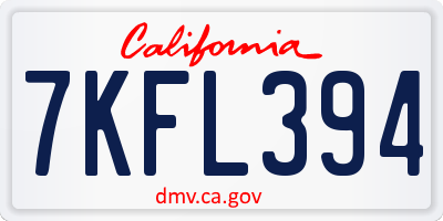 CA license plate 7KFL394