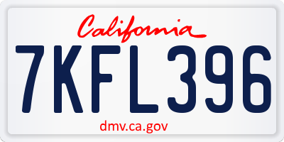 CA license plate 7KFL396