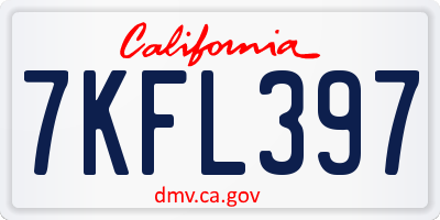 CA license plate 7KFL397