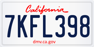 CA license plate 7KFL398
