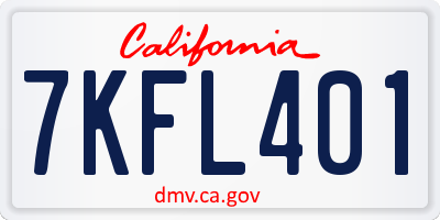 CA license plate 7KFL401