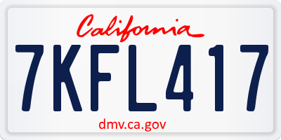CA license plate 7KFL417